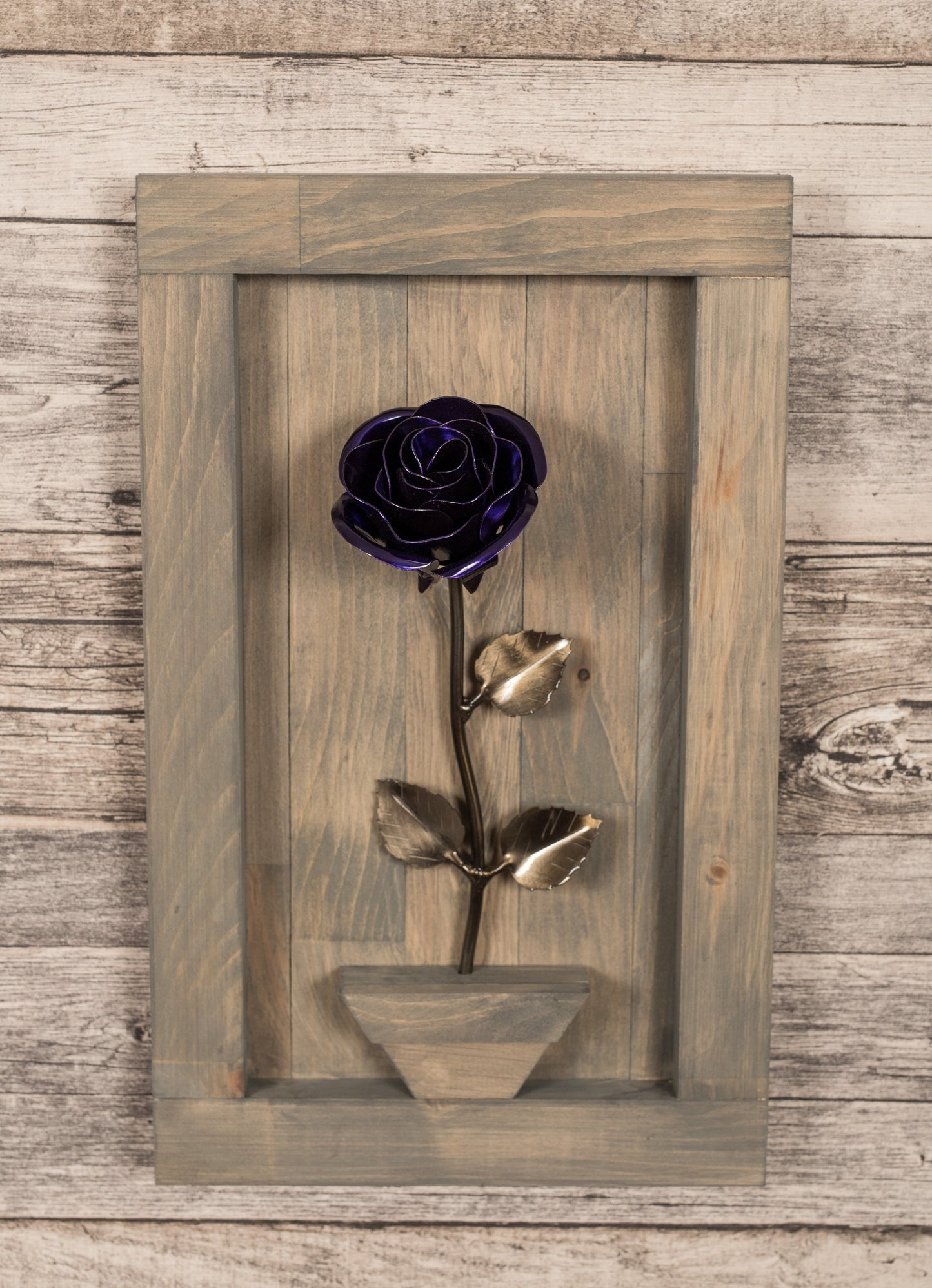 Personalized Gift - Framed Purple Metal Rose for Iron 6th Anniversary