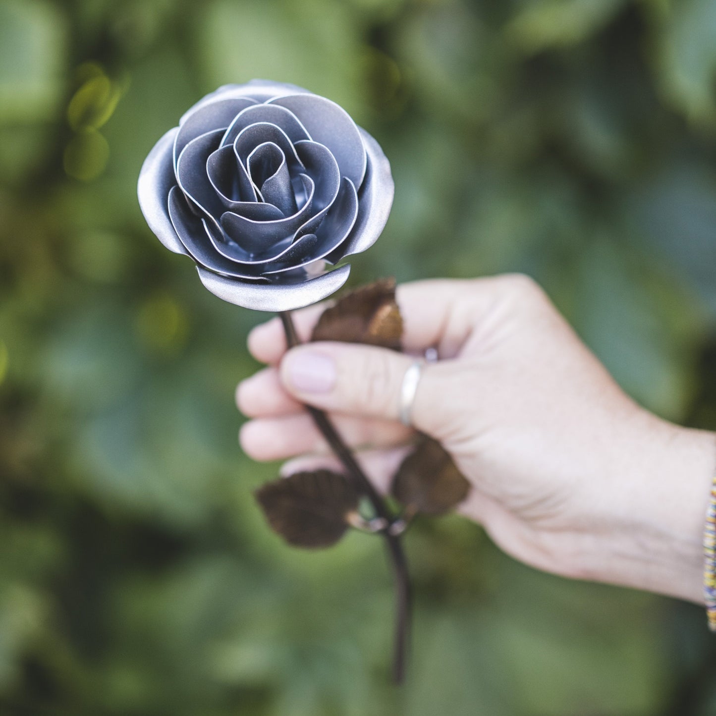 Personalized Gift - Silver Metal Rose for 25th Anniversary