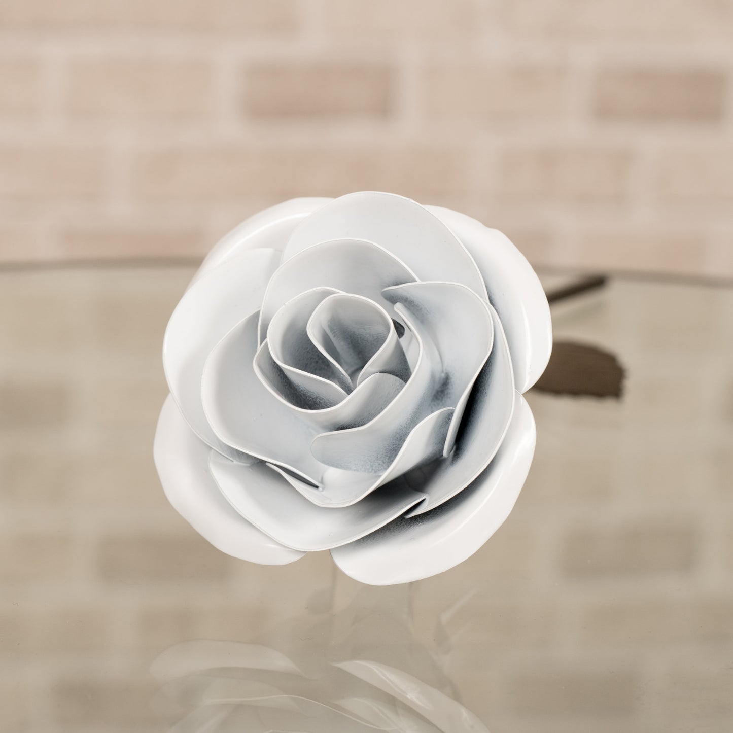 Personalized Gift Hand-Forged Wrought Iron White Metal Rose