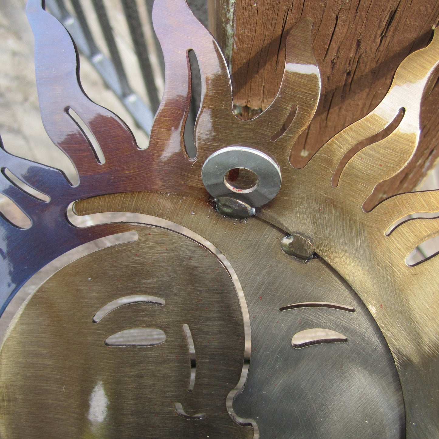 Hand-Forged Wrought Iron Sun and Moon 12" x 12" Sculpture - Wall Art