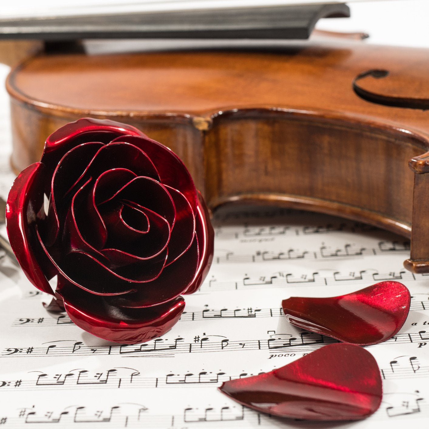Personalized Gift Hand-Forged Wrought Iron Red Metal Rose