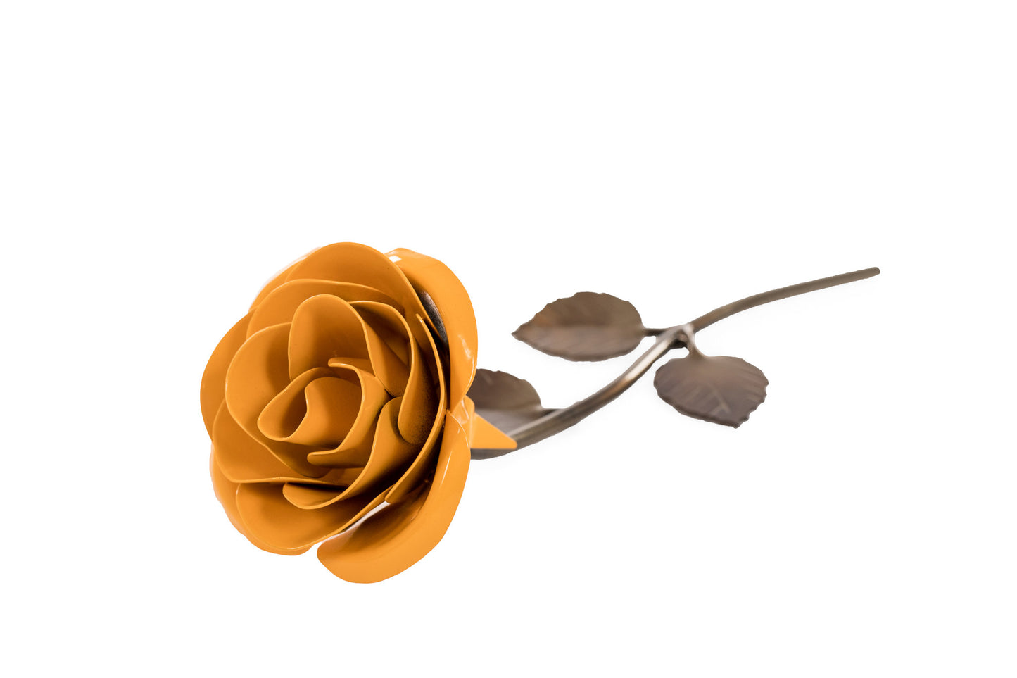 Personalized Gift Hand-Forged Wrought Iron Yellow Metal Rose