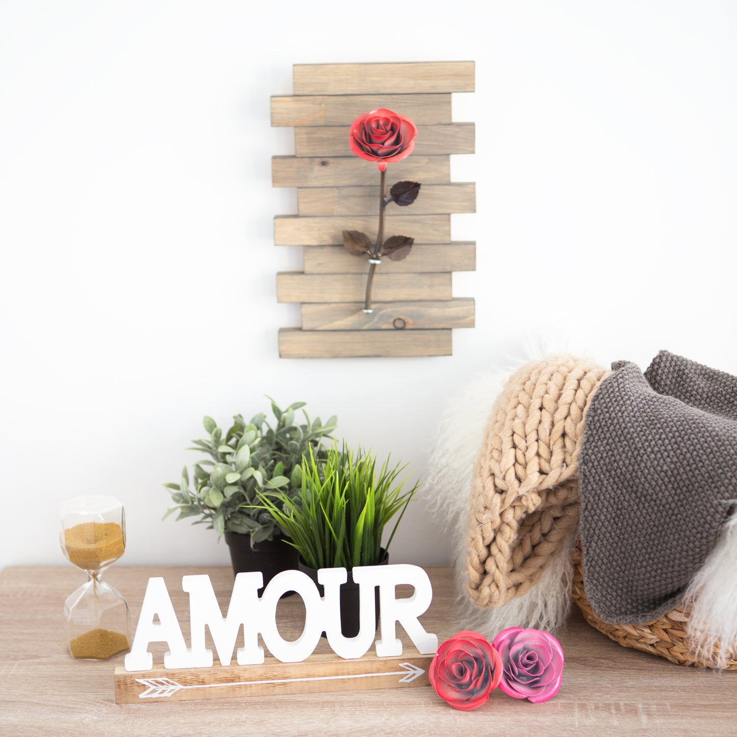 Personalized Gift - Framed Red Metal Rose for Iron 6th Anniversary