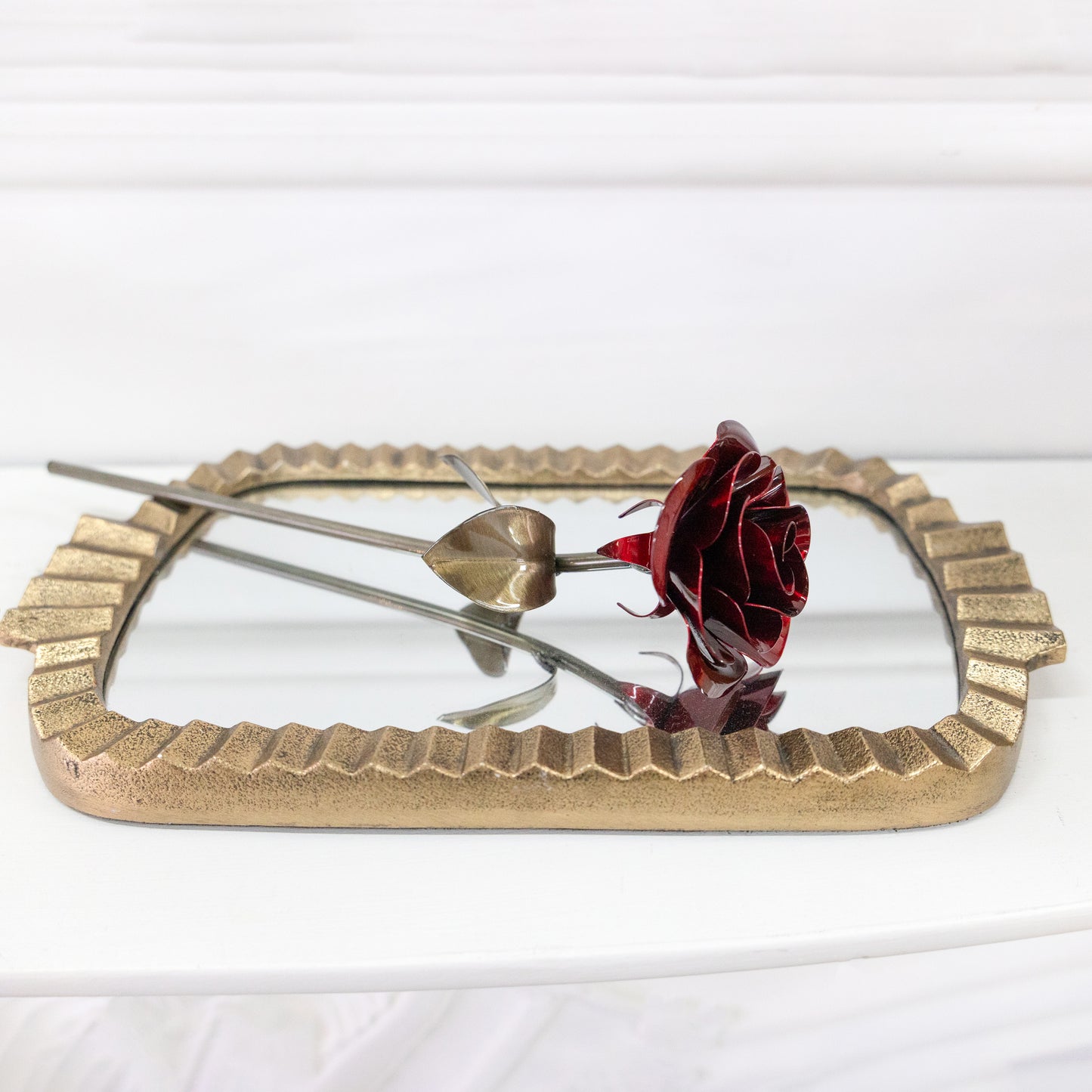 Personalized Long-Stemmed Red Metal Rose