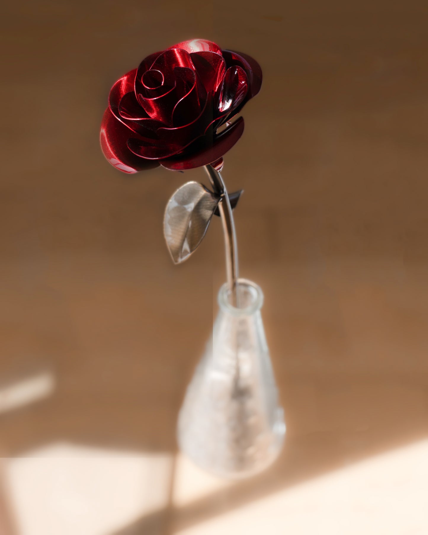 Personalized Long-Stemmed Red Metal Rose