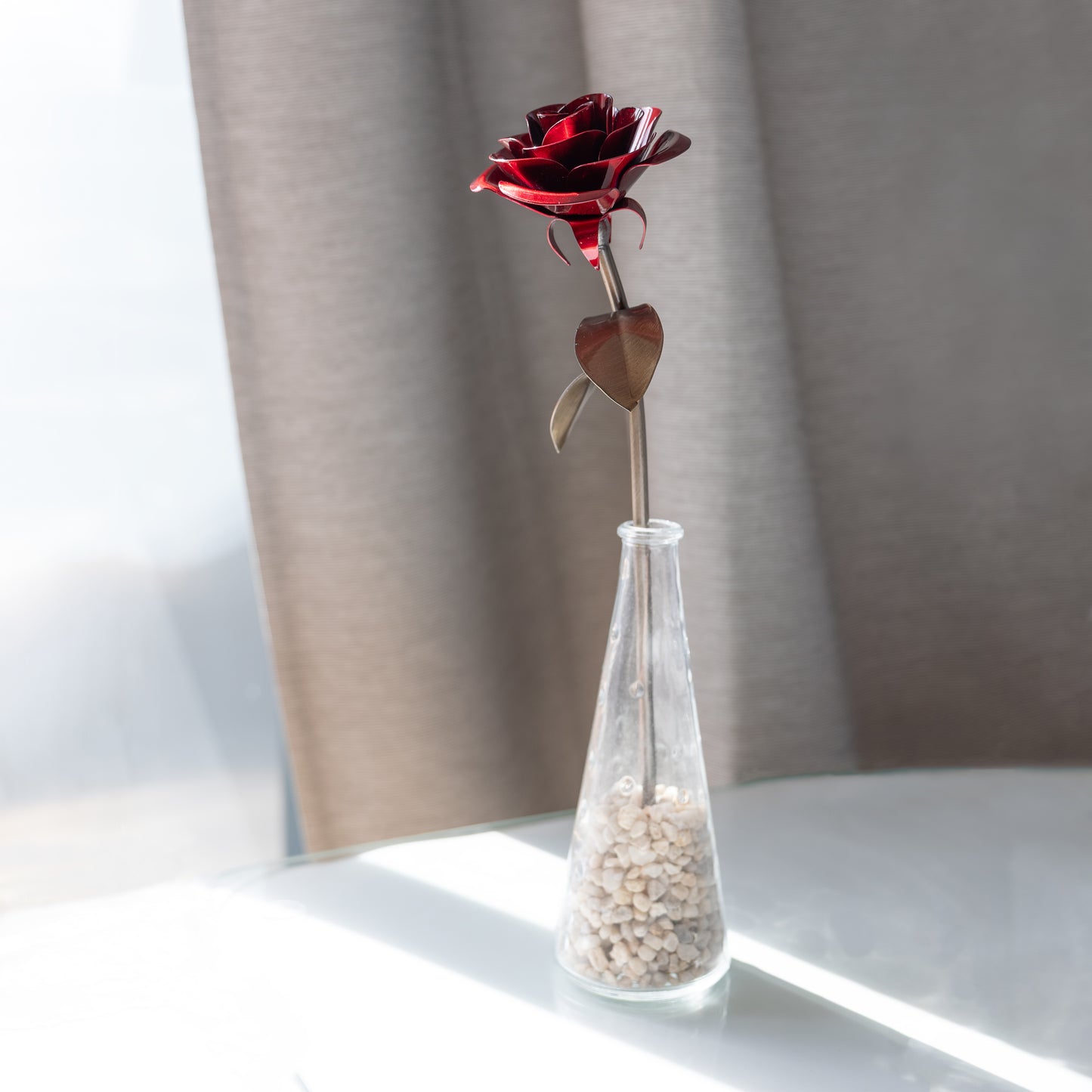 Personalized Long-Stemmed Red Metal Rose