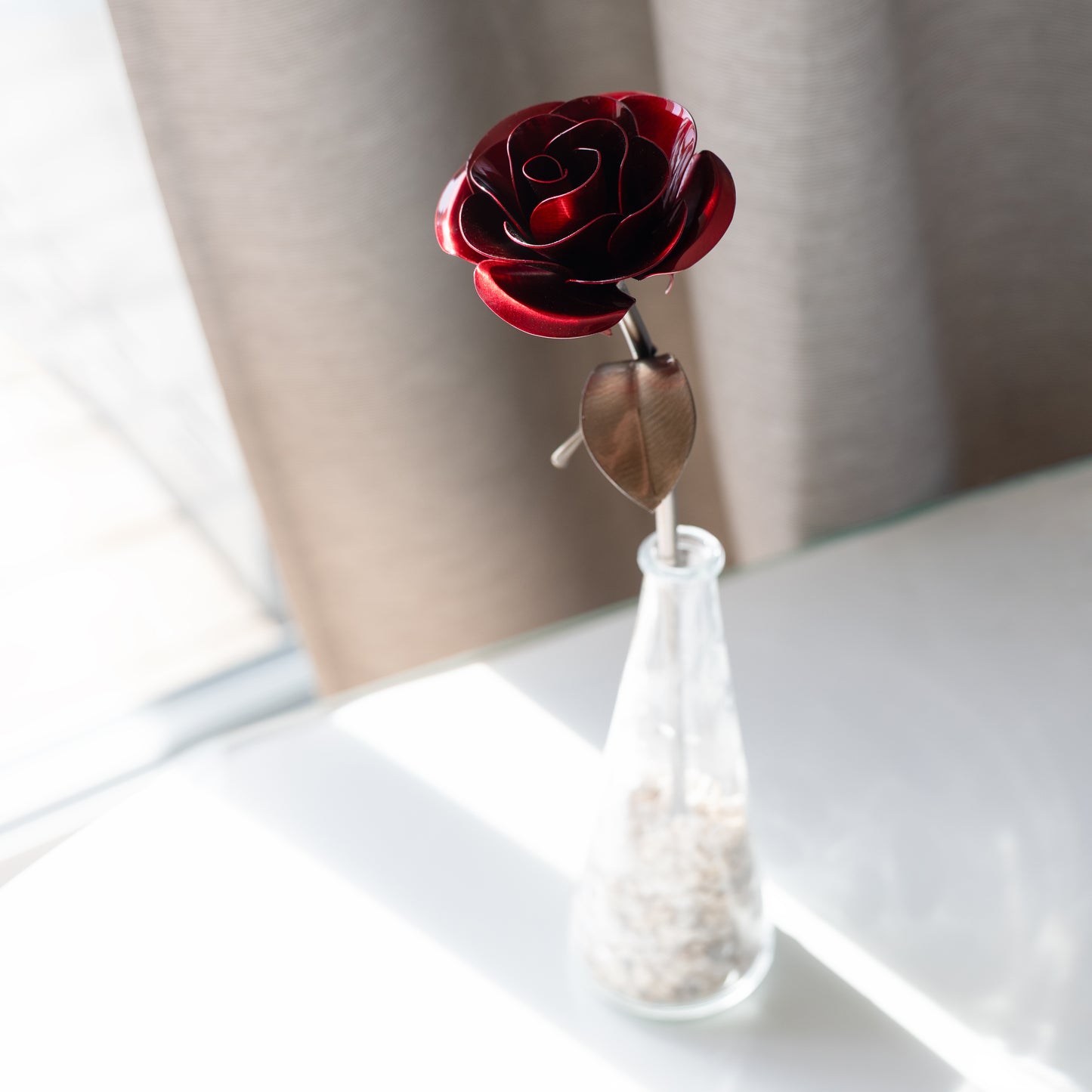 Personalized Long-Stemmed Red Metal Rose