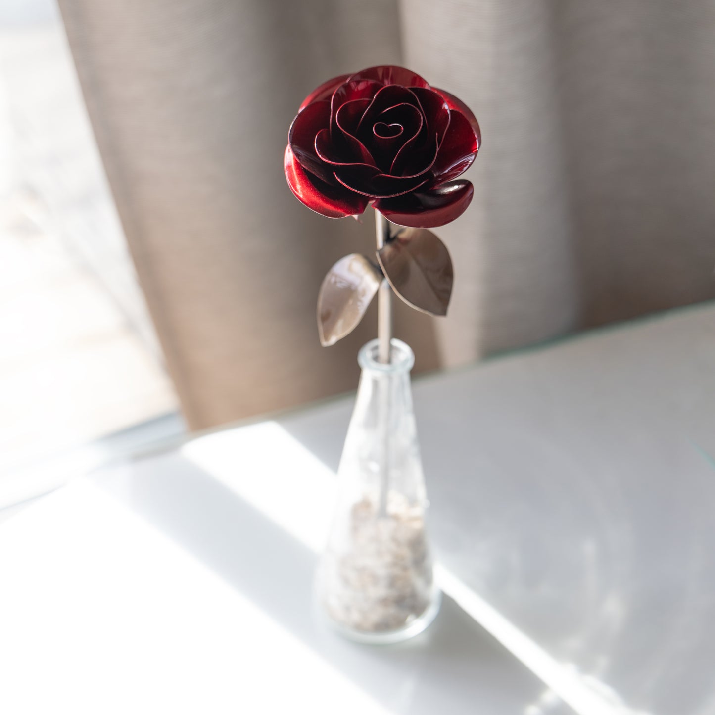 Personalized Long-Stemmed Red Metal Rose