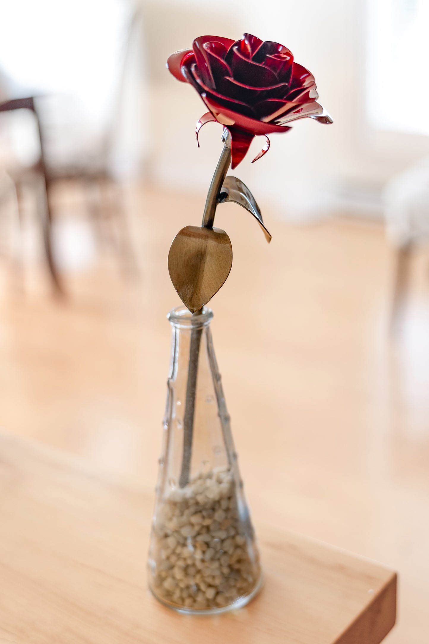 Personalized Long-Stemmed Red Metal Rose