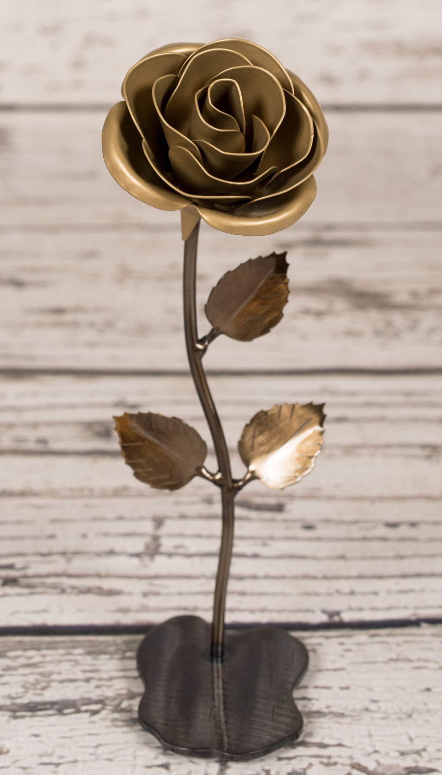Personalized Gold Finish Steel Rose - 50th Wedding Anniversary Gift