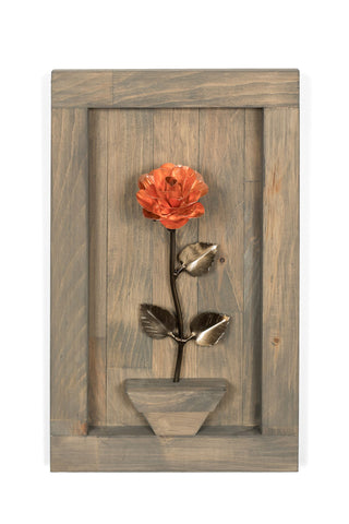 Personalized Gift - Framed Copper Metal Rose for 7th Anniversary