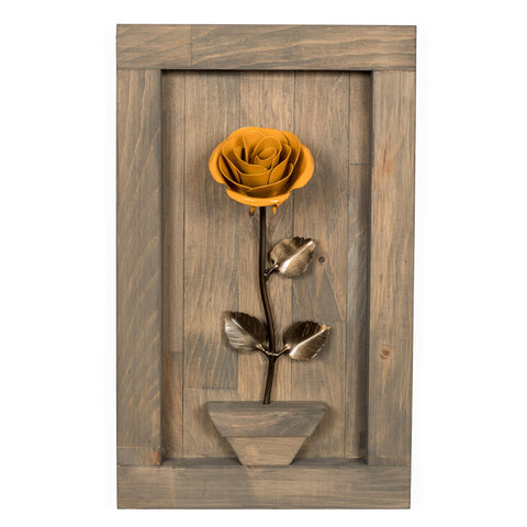 Personalized Gift - Framed Yellow Metal Rose for Iron 6th Anniversary