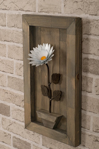 Personalized Christmas Gift - Framed Metal Daisy for Wood 5th Anniversary