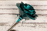 Personalized Gift Hand-Forged Wrought Iron Emerald Green Metal Rose
