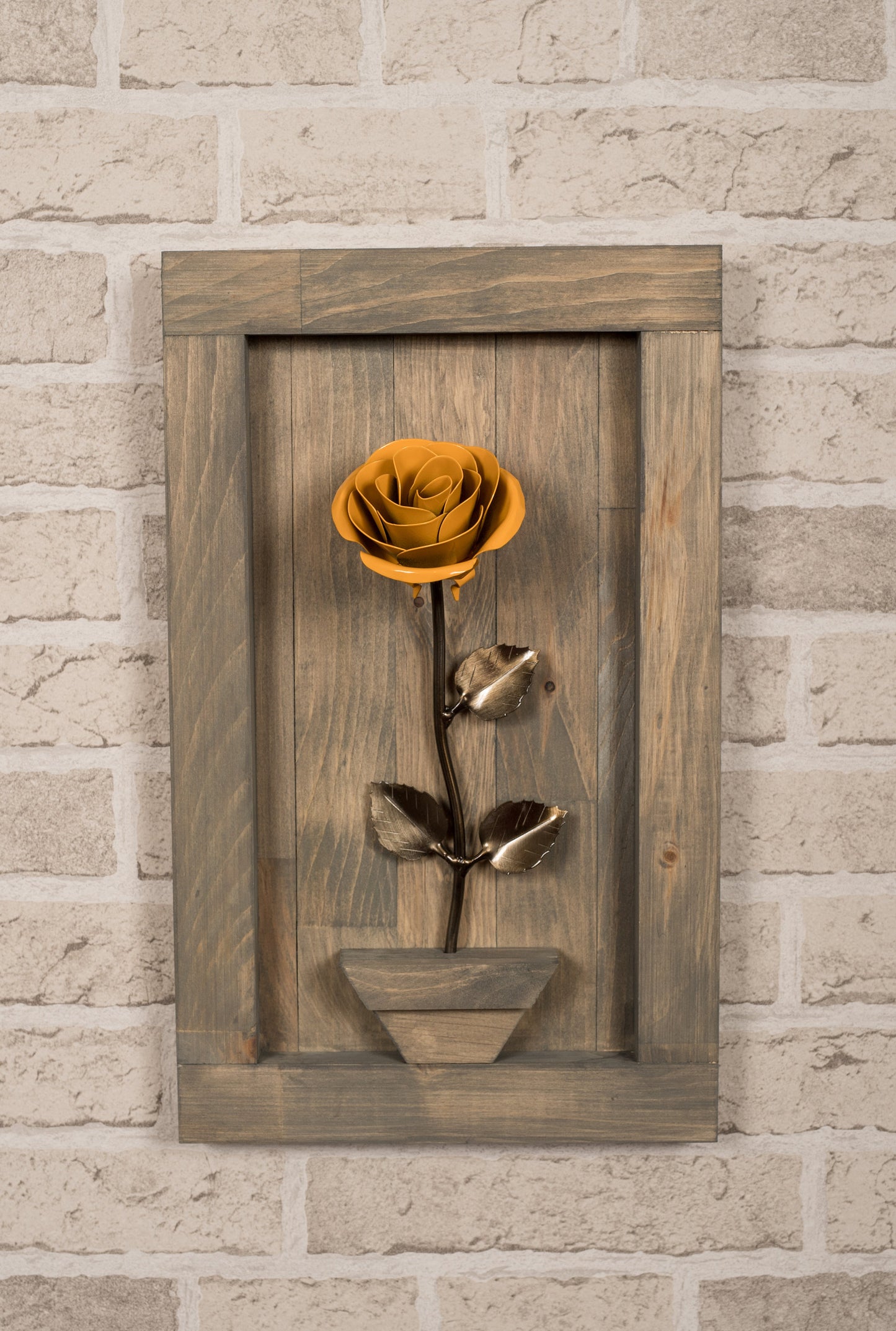 Personalized Gift - Framed Yellow Metal Rose for Iron 6th Anniversary