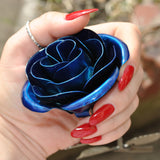 Personalized Gift Hand-Forged Wrought Iron Blue Metal Rose