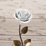 Personalized Gift Hand-Forged Wrought Iron White Metal Rose