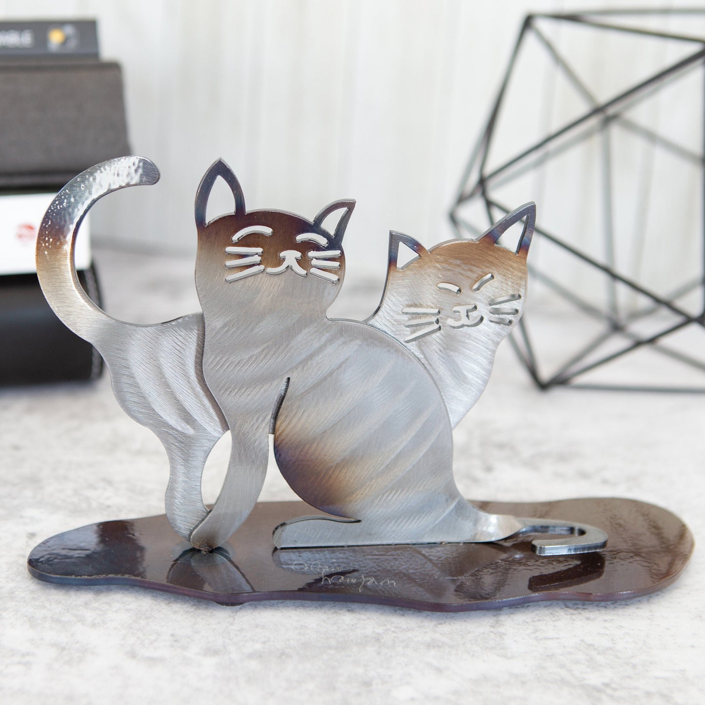Personalized Gift- Iron Cat Sculpture for Cat Memorial and Decoration