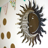 Hand-Forged Wrought Iron Sun and Moon 12" x 12" Sculpture - Wall Art